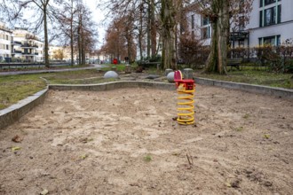 Monotonous children's playground in a residential complex in Berlin Tegel, Germany