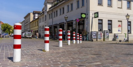 Road block due to bollards on Gutenbergstraße and Jägerstraße in Potsdam, Brandenburg, Germany