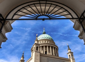 View of the dome of St. Nicholas Church, classicist church with view, Alter Markt, Potsdam,