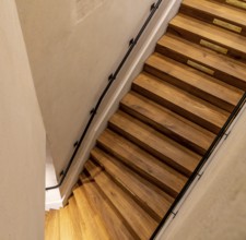 Staircase in the restored and reopened garrison church on Breiten Straße, Potsdam, Brandenburg,
