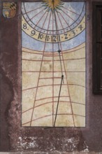 Sundial, courtyard, Blaubeuren Abbey, Swabian Jura, Baden-Württemberg, Germany