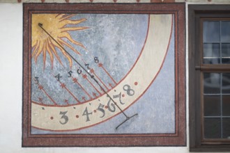 Blaubeuren Abbey sundial building, Swabian Jura, Baden-Württemberg, Germany