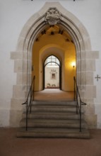 Portal, St. Peter's Chapel, Blaubeuren Abbey, Swabian Jura, Baden-Württemberg, Germany