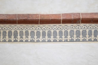 Painted decorative elements on house wall, Blaubeuren Abbey building, Swabian Jura,