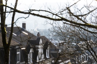 Roofs of a residential area with apartment buildings in Wuppertal, Germany