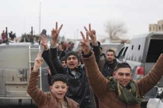 In Raqqa, Syria on January 17, 2026, local civilians are seen welcoming Syrian Army soldiers