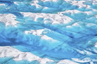 Aerial view of surface lakes (glacial/proglacial lakes), climate change, global warming, Arctic