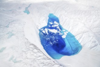 Aerial view of surface lakes (glacial/proglacial lakes), climate change, global warming, Arctic