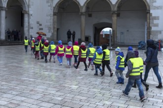 Schoolchildren visiting Wawel Hill, Krakow, Poland