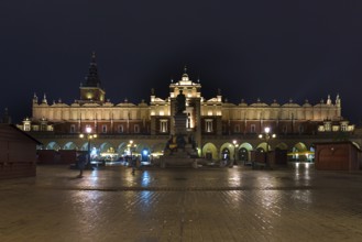 Market Square with Cloth Hall at night, Krakow, Poland