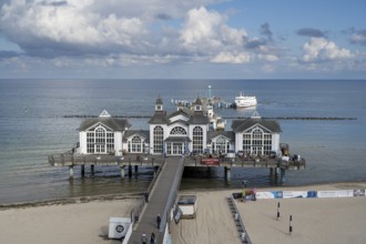 Restaurant on the pier, view from above, Sellin, Baltic resort, Rügen island, Mecklenburg-Western