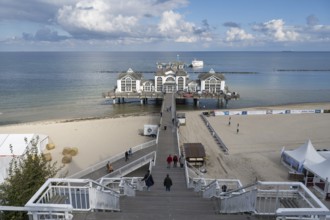 Stairway to pier and restaurant, Sellin, Baltic resort, Rügen island, Mecklenburg-Western