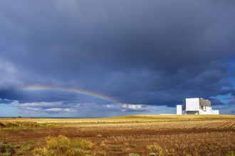 Rainbow over Torness Nuclear Power Station, Torness Point, Dunbar, East Lothian, Scotland, UK