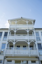 Facade of an apartment house, spa architecture, Sellin, Baltic resort, Rügen island,