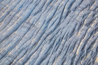 Aerial view of Ice sheet in Greenland, Arctic landscape, frozen wilderness, glaciers and