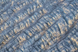 Aerial view of Ice sheet in Greenland, Arctic landscape, frozen wilderness, glaciers and