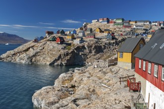 Village of Uummannaq, located on Uummannaq Island in the Uummannaq Fjord, northwestern Greenland,