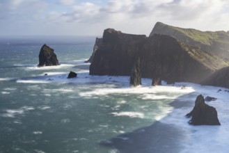Rock formations in the Atlantic Ocean, volcanic peninsula, Ponta de São Lourenço, Ponta de Sao