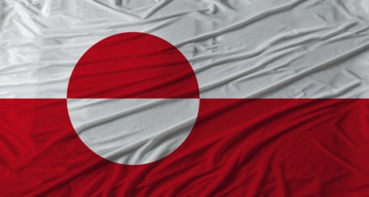 Greenland flag waving. Flag of Greenland with cloth texture
