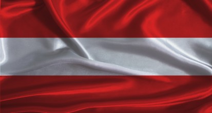 Austria flag with cloth textured background. National flag of Austria with realistic texture