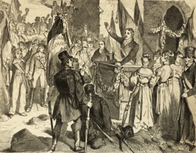 The Hambach Festival (May 1832) popular assembly, outdoors, speakers, audience, population, flags,