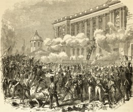 Storming of the Louvre, Paris, revolution, uprising, former residence of the French kings, people,