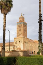 Koutoubia mosque with minaret, landmark of Marrakech, historic old town, Medina, UNESCO World