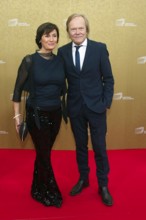 Sandra Maischberger with man Jan Kerhart, EUROPEAN FILM AWARDS Berlin 2026, photo call at the House