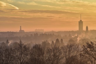 Winter sunrise over Augsburg, Bavaria, Germany
