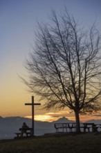 View from the rest area on the Auerberg into the West Allgäu mountains with the Grünten (1737 m),