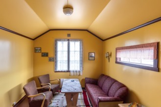 1963 interior of the Green House museum, original småhus from 1918 at Ny-Alesund, Oscar II Land,