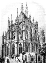 St. Barbara Cathedral or Kuttenberg Cathedral, choir view, Gothic, high-nave, nave, pillars,