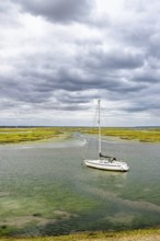 Boats and Marshes over Hurst Spit, Milford on Sea, Lymington, Hampshire, UK