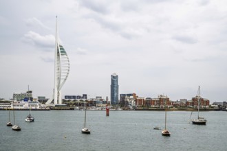 Portsmouth Harbour over Spinnaker Tower, Portsmouth, Gosport, England, United Kingdom