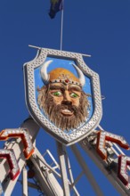 Close-up of Sea Dragon amusement ride at Fun Show traveling amusement ride park, Old Port of