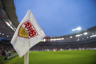 Corner flag, logo, coat of arms, VfB Stuttgart, total, overview, floodlight, soccer, Bundesliga,