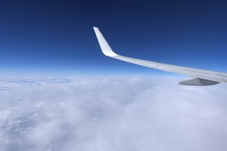 Cloud cover over Franconia seen from an airplane, Bavaria, Germany