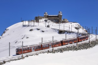 The Gornergrat Railway connects Zermatt to the summit of Gornergrat (3, 089 m) in winter, located