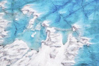Surface meltwater lakes on the Greenland Ice Sheet, visible impact of climate change, Aerial view,