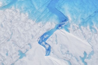 Surface meltwater lakes on the Greenland Ice Sheet, visible impact of climate change, Aerial view,