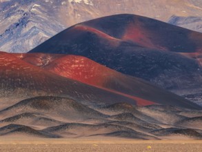 Jote Volcano, red and black volcanic rocks caused by lava composition and oxidation, Antofagasta de