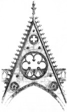 Wimperg, decorative gable from the south portal of the Notre Dame façade, gable-like crowning over
