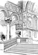 Choir of S. Apollinare in Classe, 6th century, stairway to the apse, mosaics, floral decoration,