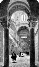 Interior view of the Basilica of S. Vitale in Ravenna, late antique architecture of the 6th