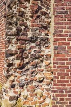 Thief tower, brick building, facade, broken edge, joints, masonry, building material brick,