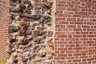 Thief tower, brick building, facade, broken edge, joints, masonry, building material brick,