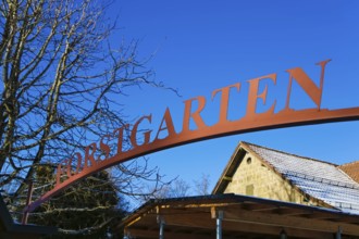 Forstgarten logo, restaurant Altes Forsthaus near Lichtenstein Castle, restaurant, font, Honau,