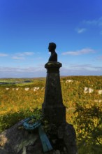Wilhelm Hauff memorial, rocks above the Echaz Valley, monument from 1839, obelisk with bronze bust,