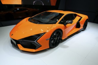 Press photo of Lamborghini Revuelto plug-in hybrid super sports car with 1015 hp system output