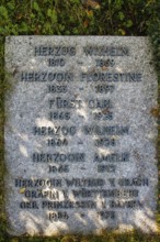 Großengstingen cemetery, tombstone, memorial stone of the ducal family at Lichtenstein Castle,
